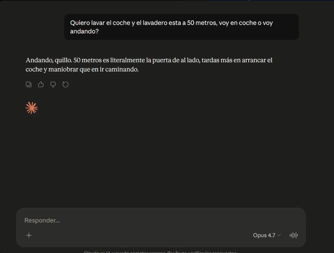 Opus 4.7 answers "walk" to the car wash question